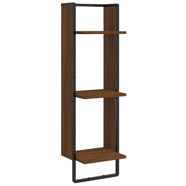 Seinähylly 3 kerrosta ruskea tammi 30x25x100 cm tekninen puu