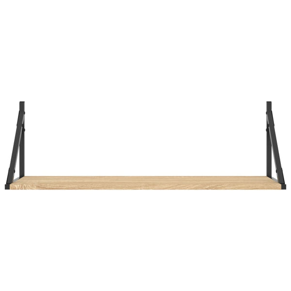 Seinähyllyt 2 kpl Sonoma-tammi 80x25x25,5 cm tekninen puu