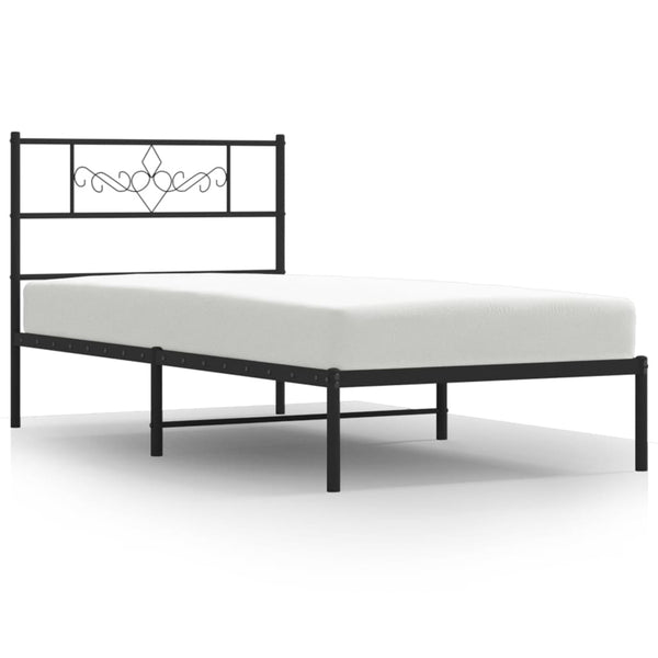 Musta metallinen sängynrunko päädyllä Gorie 80x200cm