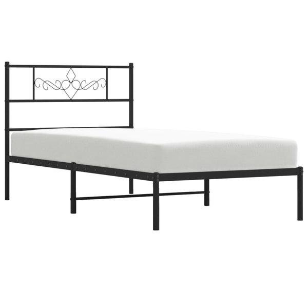 Musta metallinen sängynrunko päädyllä Gorie 80x200cm
