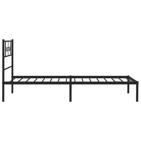 Musta metallinen sängynrunko päädyllä Gorie 80x200cm