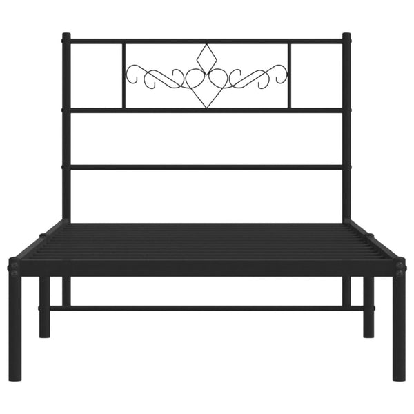 Musta metallinen sängynrunko päädyllä Gorie 90x200cm