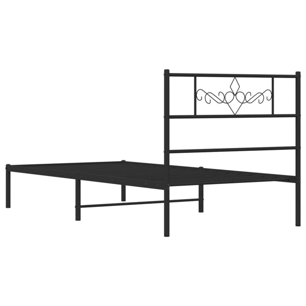Musta metallinen sängynrunko päädyllä Gorie 90x200cm