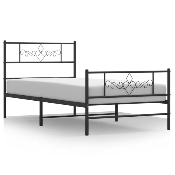Musta metallinen sängynrunko päädyillä Gorie 90x200cm