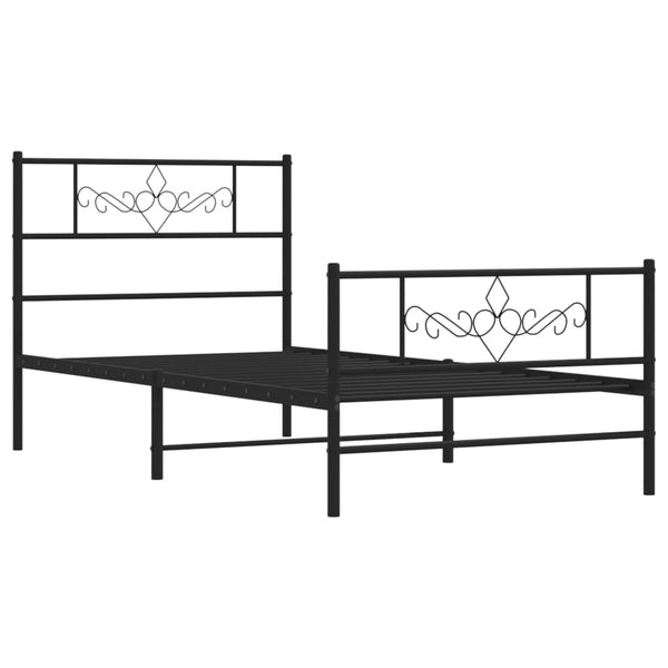 Musta metallinen sängynrunko päädyillä Gorie 90x200cm