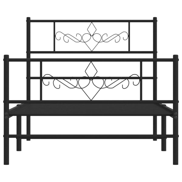 Musta metallinen sängynrunko päädyillä Gorie 90x200cm