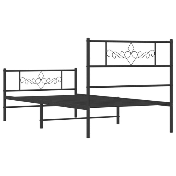 Musta metallinen sängynrunko päädyillä Gorie 90x200cm