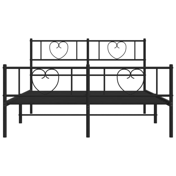 Metallinen sängynrunko päädyillä musta 140x200 cm