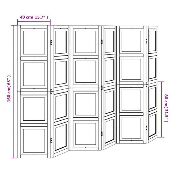 6-Paneelinen tilanjakaja valkoinen täysi keisaripuu