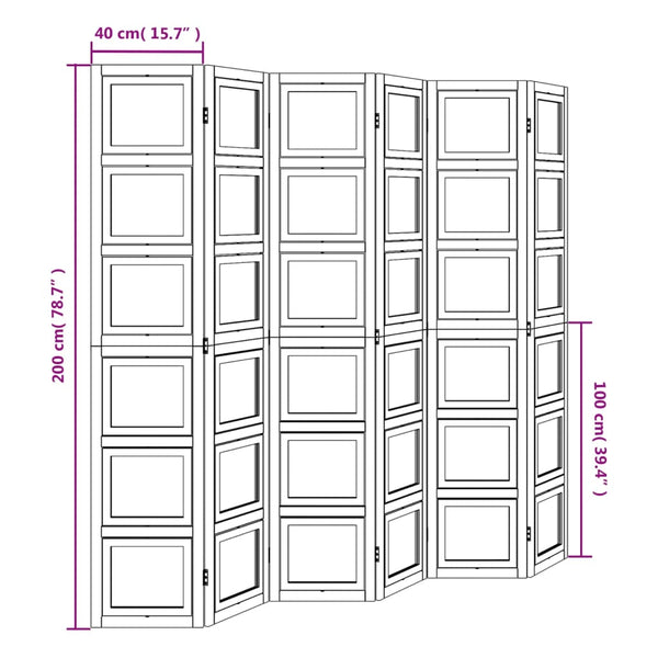 6-Paneelinen tilanjakaja valkoinen täysi keisaripuu