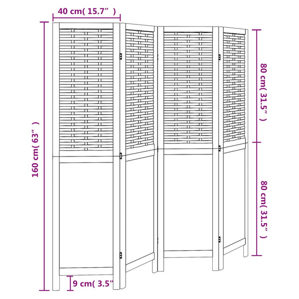 Tummanruskea paneelinen tilanjakaja Hartin 4- (keisaripuu)