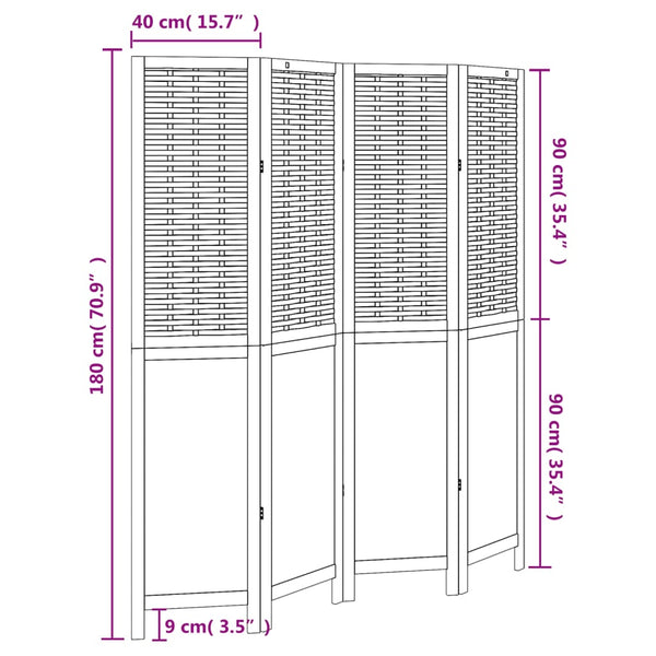 Tummanruskea paneelinen tilanjakaja Hartin 4- (keisaripuu)
