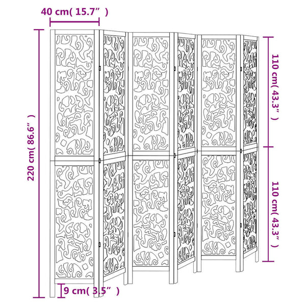 Valkoinen 6-paneelinen tilanjakaja Tibold (keisaripuu)