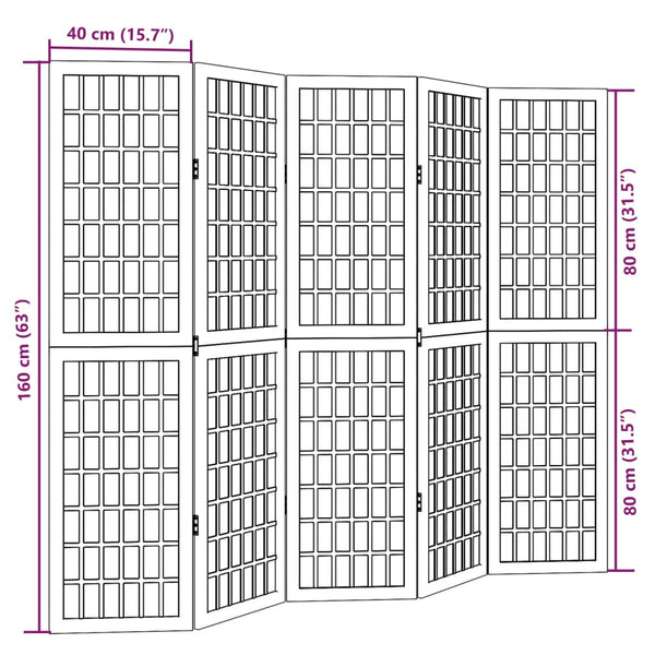 5-Paneelinen tilanjakaja musta täysi keisaripuu
