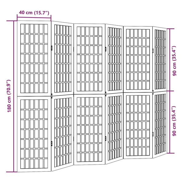 6-Paneelinen tilanjakaja musta täysi keisaripuu