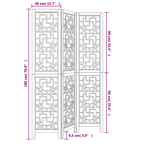 Ruskea paneelinen tilanjakaja Golei 3- (keisaripuu)