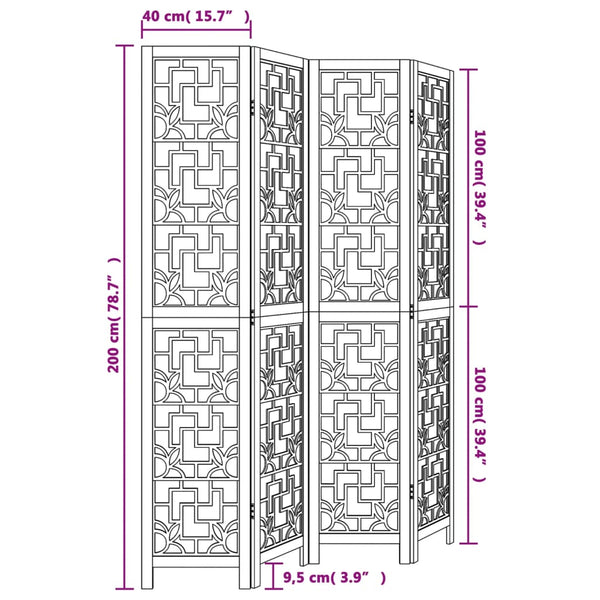 4-Paneelinen tilanjakaja ruskea täysi keisaripuu