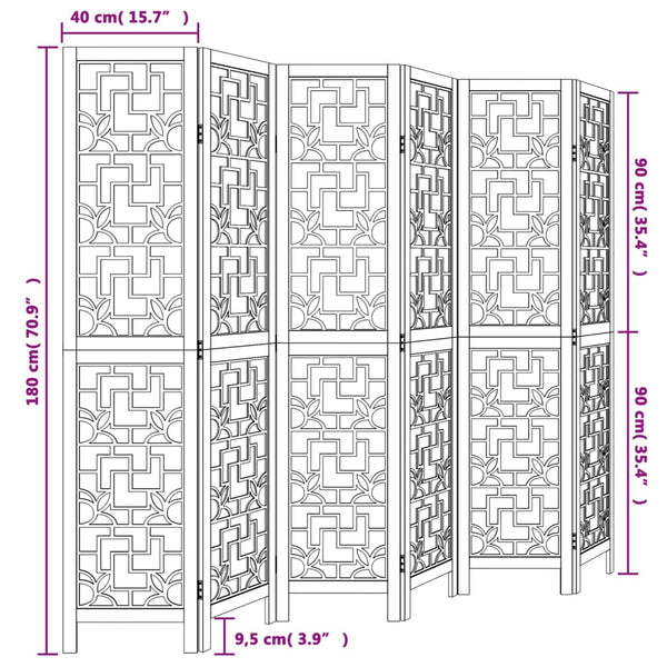 6-Paneelinen tilanjakaja ruskea täysi keisaripuu