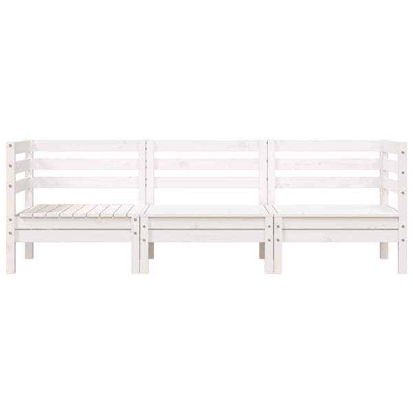 3-istuttava Puutarhasohva valkoinen täysi mänty