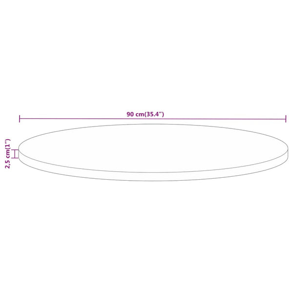 Pöytälevy Ø 90x2,5 cm pyöreä karkea täysi mangopuu