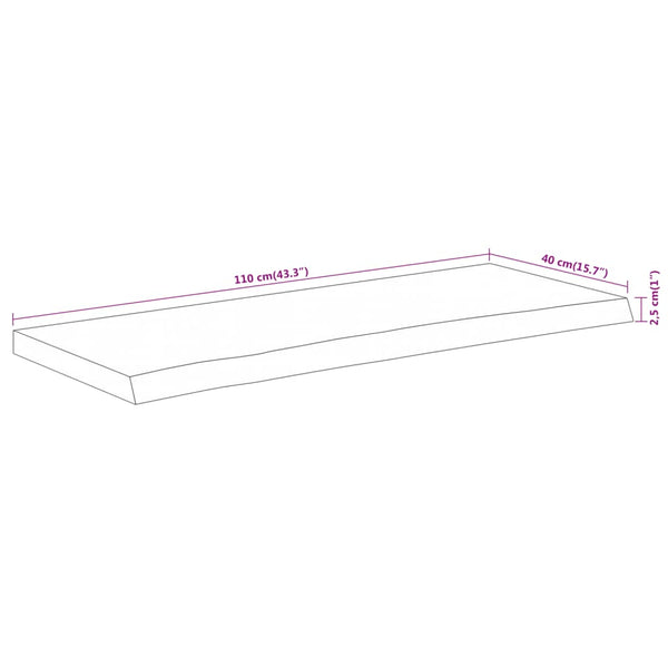 Pöytälevy 110x40x2,5 cm suorakaide täysi akasiapuu elävä reuna