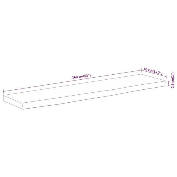 Pöytälevy 160x40x2,5 cm suorakaide täysi akasiapuu elävä reuna