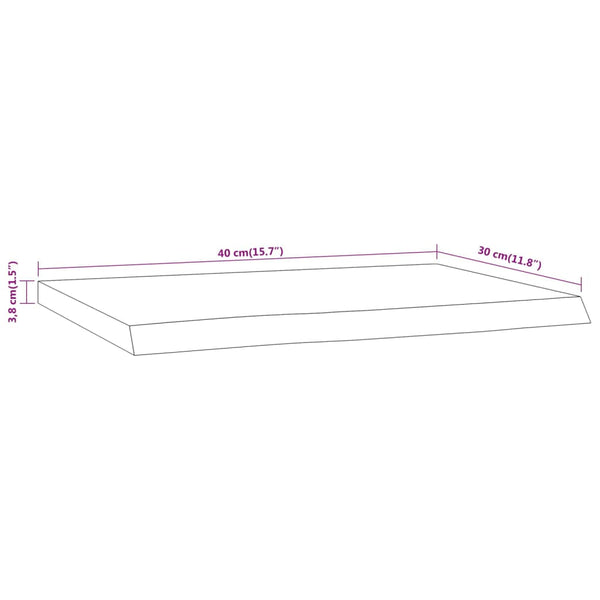 Seinähylly 40x30x3,8 cm suorakaide täysi akasiapuu elävä reuna