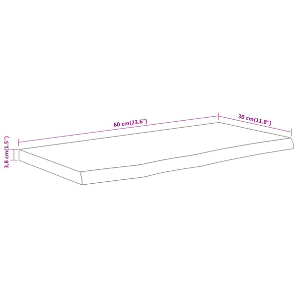 Seinähylly 60x30x3,8 cm suorakaide täysi akasiapuu elävä reuna