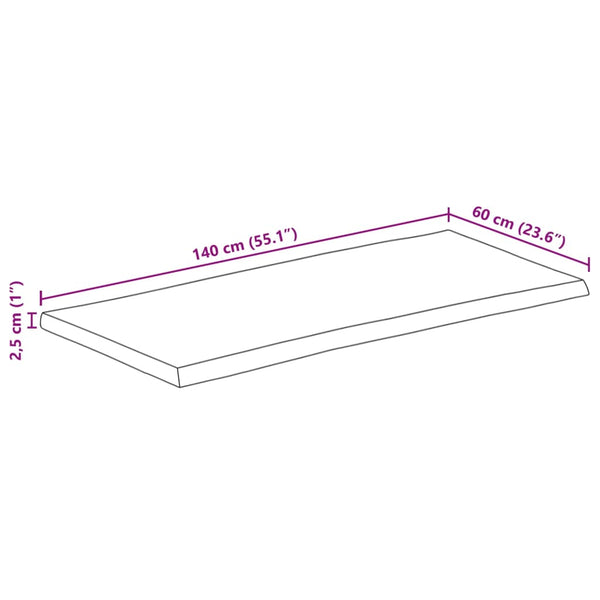 Pöytälevy elävä reuna Silas 140x60x2,5cm (karkea mangopuu)