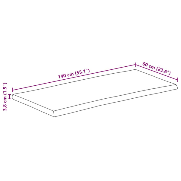 Pöytälevy elävä reuna Silas 140x60x3,8cm (karkea mangopuu)