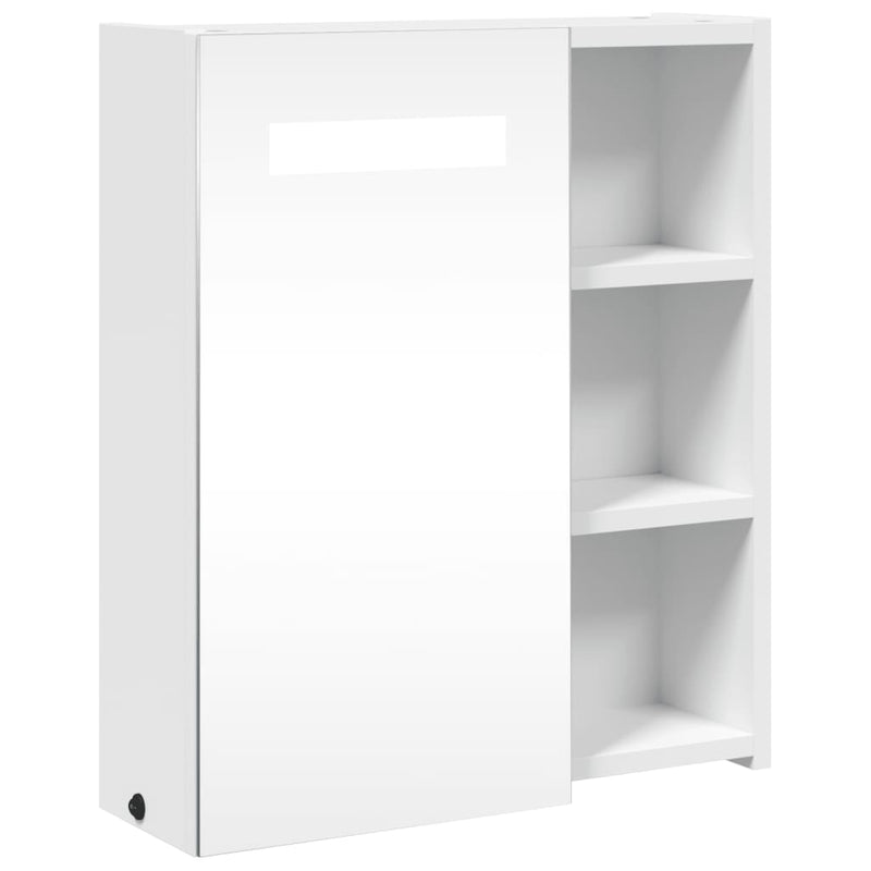 Valkoinen kylpyhuoneen peilikaappi led-valolla Berneice 45x13x52cm