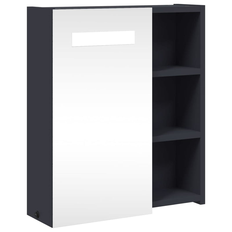 Harmaa kylpyhuoneen peilikaappi led-valolla Berneice 45x13x52cm