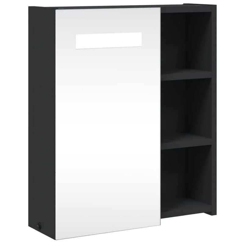 Musta kylpyhuoneen peilikaappi led-valolla Berneice 45x13x52cm