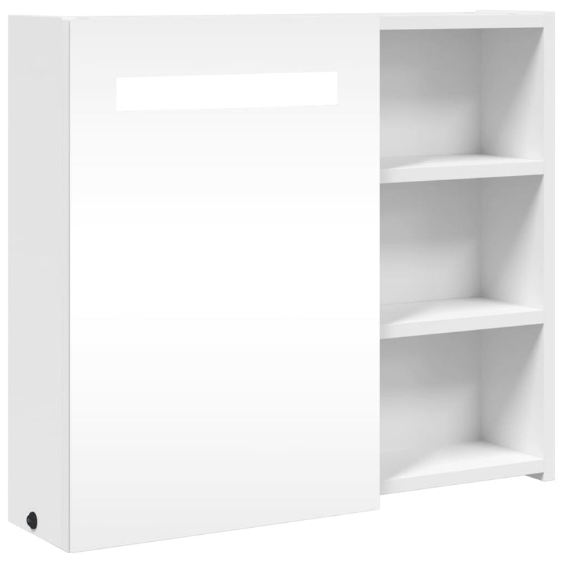 Valkoinen kylpyhuoneen peilikaappi led-valolla Berneice 60x13x52cm