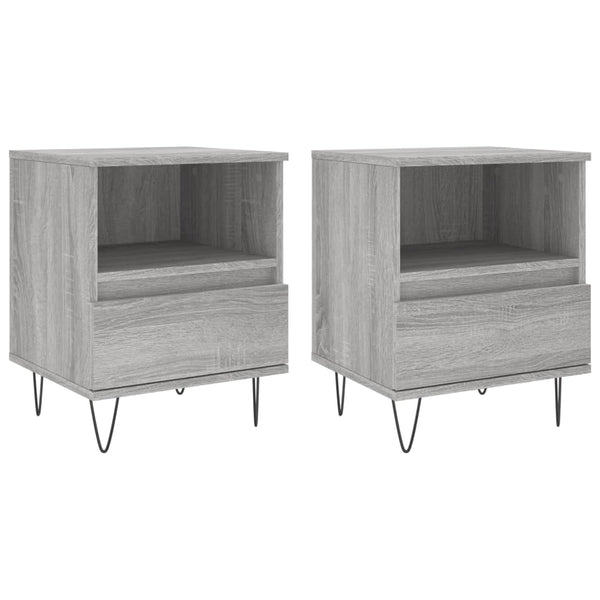 Yöpöydät 2 kpl harmaa Sonoma 40x35x50 cm tekninen puu
