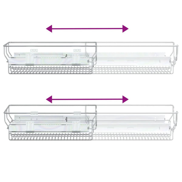 Ulosvedettävät ritiläkorit 2 kpl hopea 45 cm