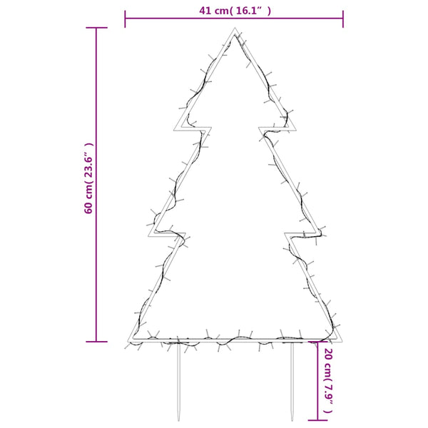 Joulukuusi valokoriste maapiikeillä 80 LED-valoa 60 cm