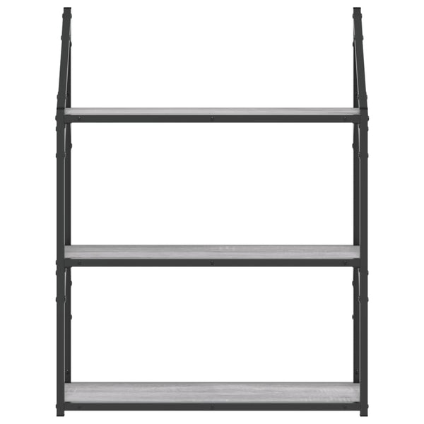 Seinähylly 3 kerrosta harmaa Sonoma 60x21x78,5 cm tekninen puu