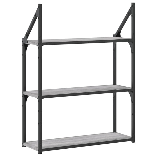 Seinähylly 3 kerrosta harmaa Sonoma 60x21x78,5 cm tekninen puu