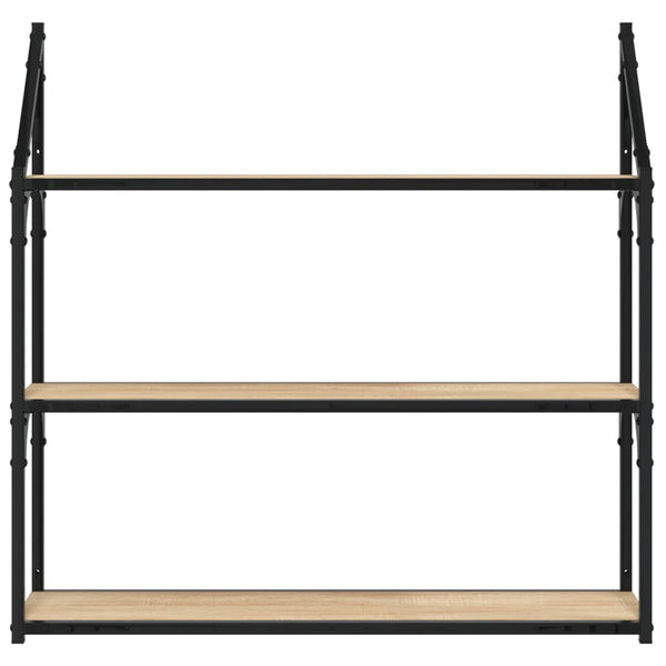 Seinähylly 3 kerrosta Sonoma-tammi 80x21x78,5 cm tekninen puu