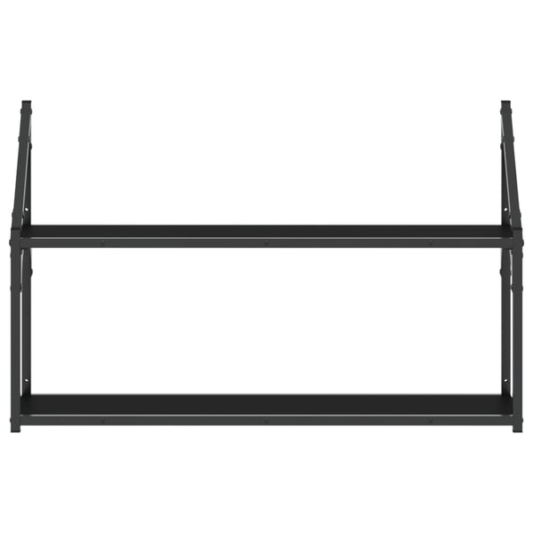 Seinähylly 2 kerrosta musta 80x21x51 cm tekninen puu
