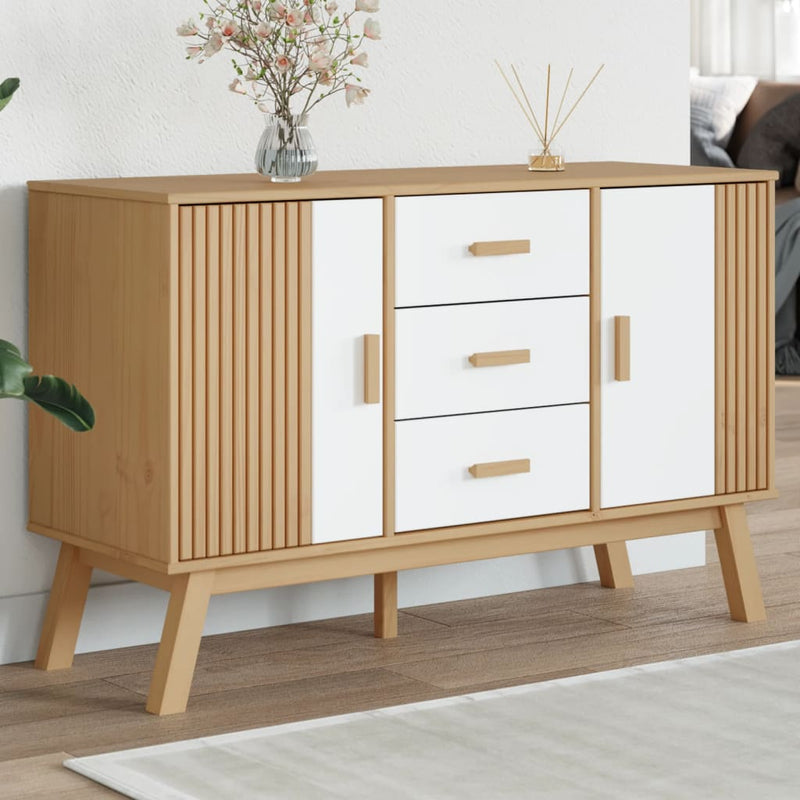 Senkki OLDEN valkoinen ja ruskea 114x43x73,5 cm täysi mänty