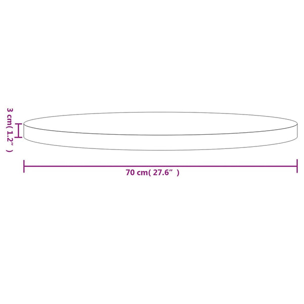 Pöytälevy pyöreä valkoinen Ø70x3 cm täysi mänty