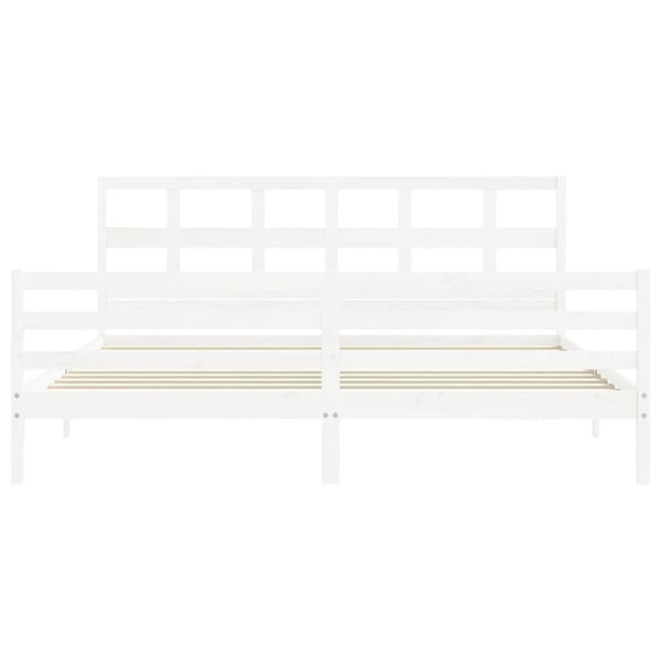 Sängynrunko päädyllä valkoinen Super King Size täysi puu