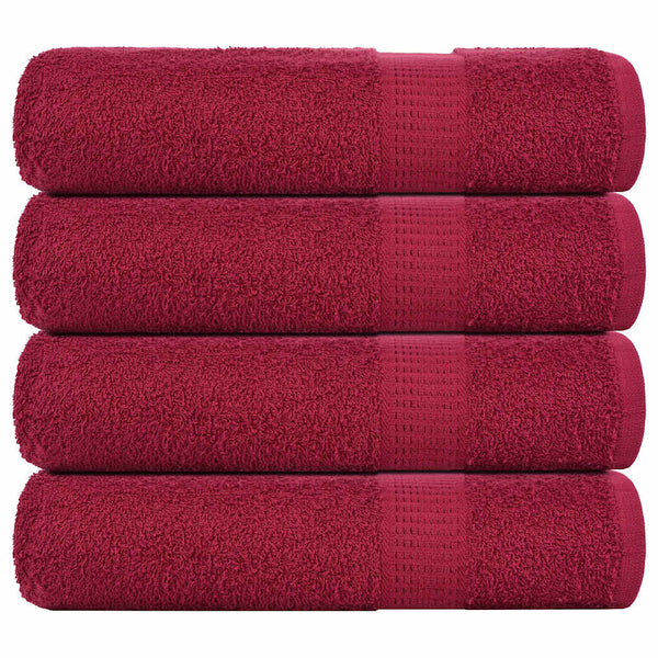 Kylpypyyhkeet 4 kpl viininpunainen 100x150 cm 360 gsm puuvilla