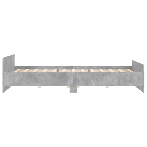Sängynrunko päädyillä betoninharmaa 200x200 cm