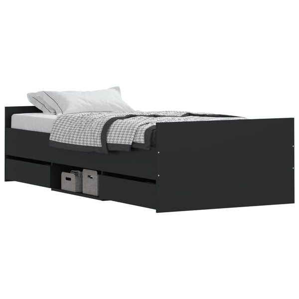 Sängynrunko päädyillä musta 100x200 cm