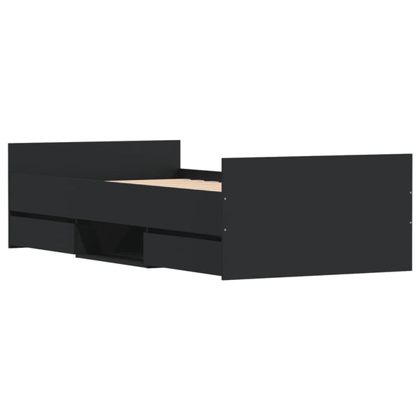 Sängynrunko päädyillä musta 100x200 cm