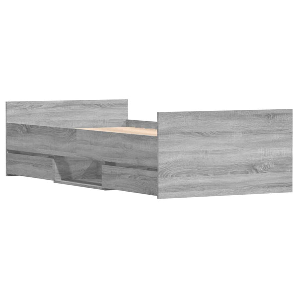 Sängynrunko päädyillä harmaa Sonoma 90x190 cm