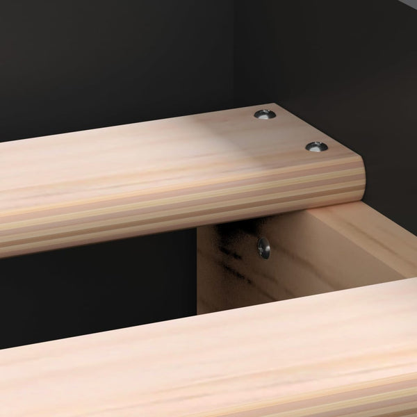 Sängynrunko päädyillä musta 75x190 cm